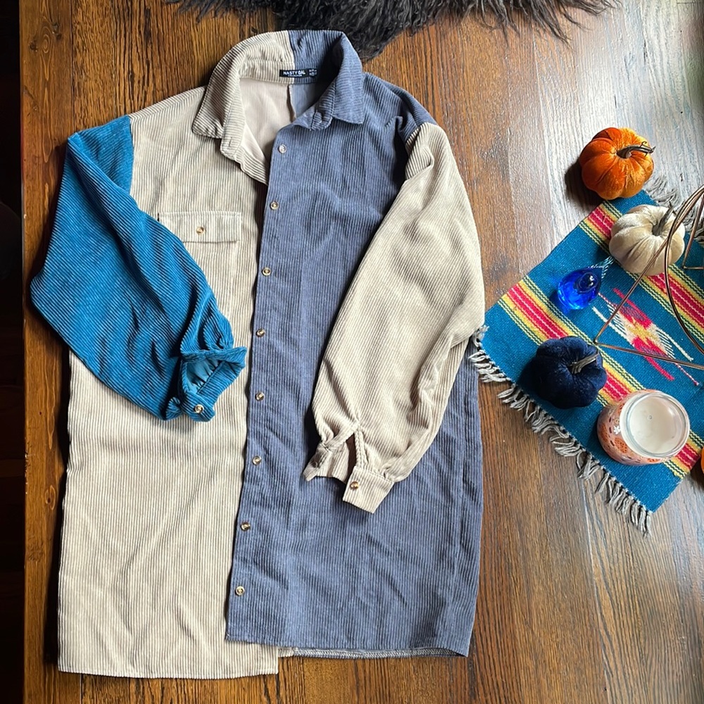 Nasty Gal Corduroy Shacket or Button Up Dress US 6